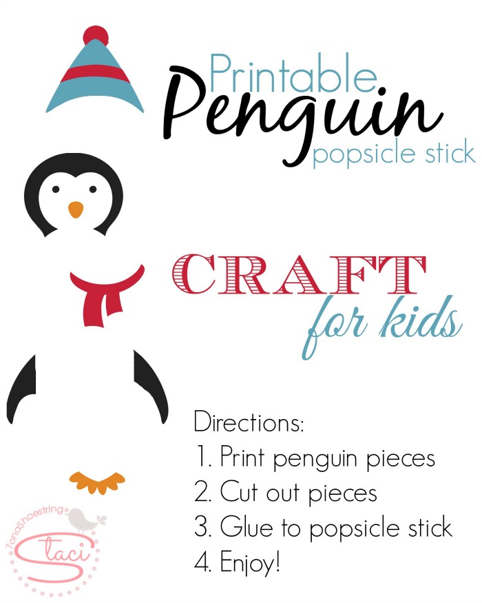Printable Penguin Popsicle Stick Craft for Kids