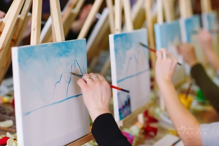 group painting on canvas using step-by-step instructions