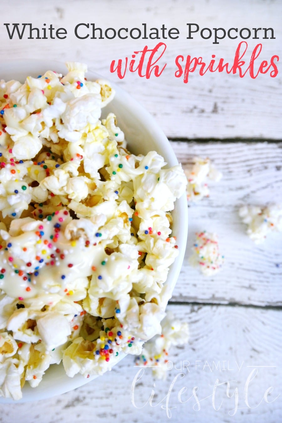 White Chocolate Popcorn with Sprinkles
