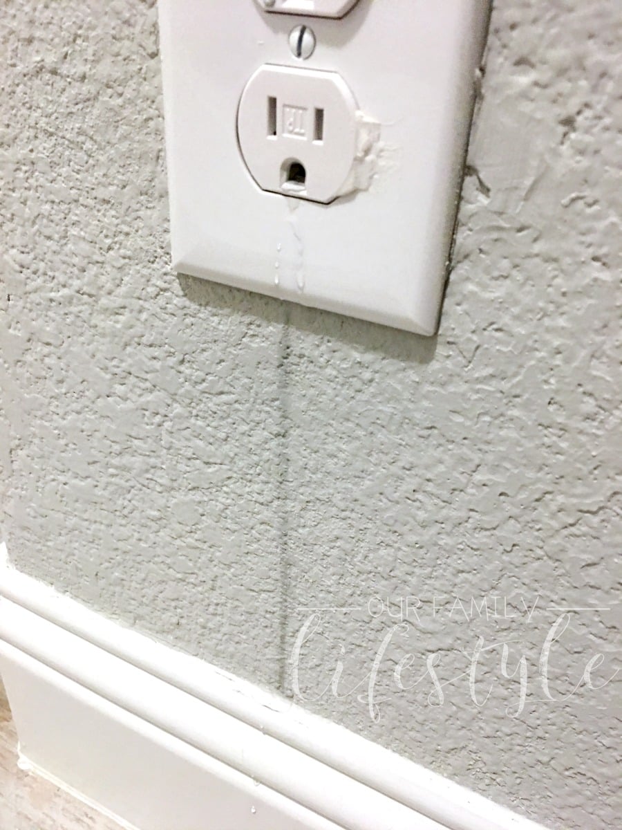 water damage at electrical outlet