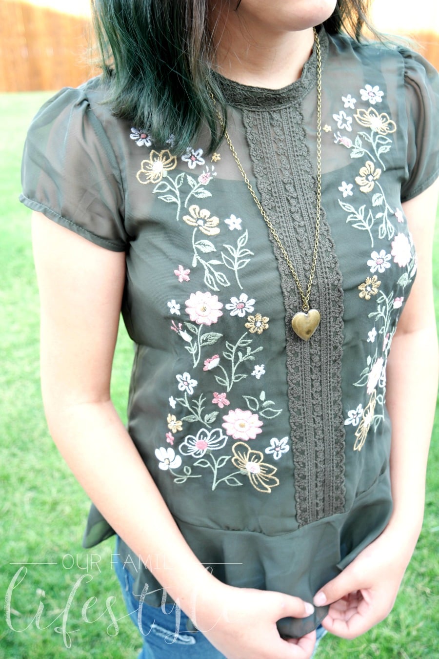 Floral Embroidered Chiffon Top