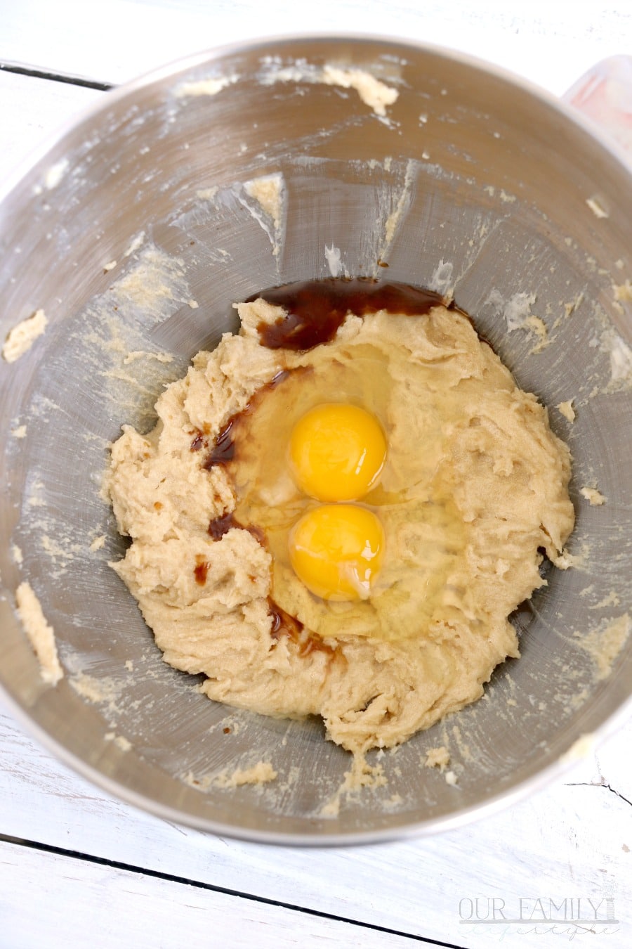 raw cookie dough with eggs