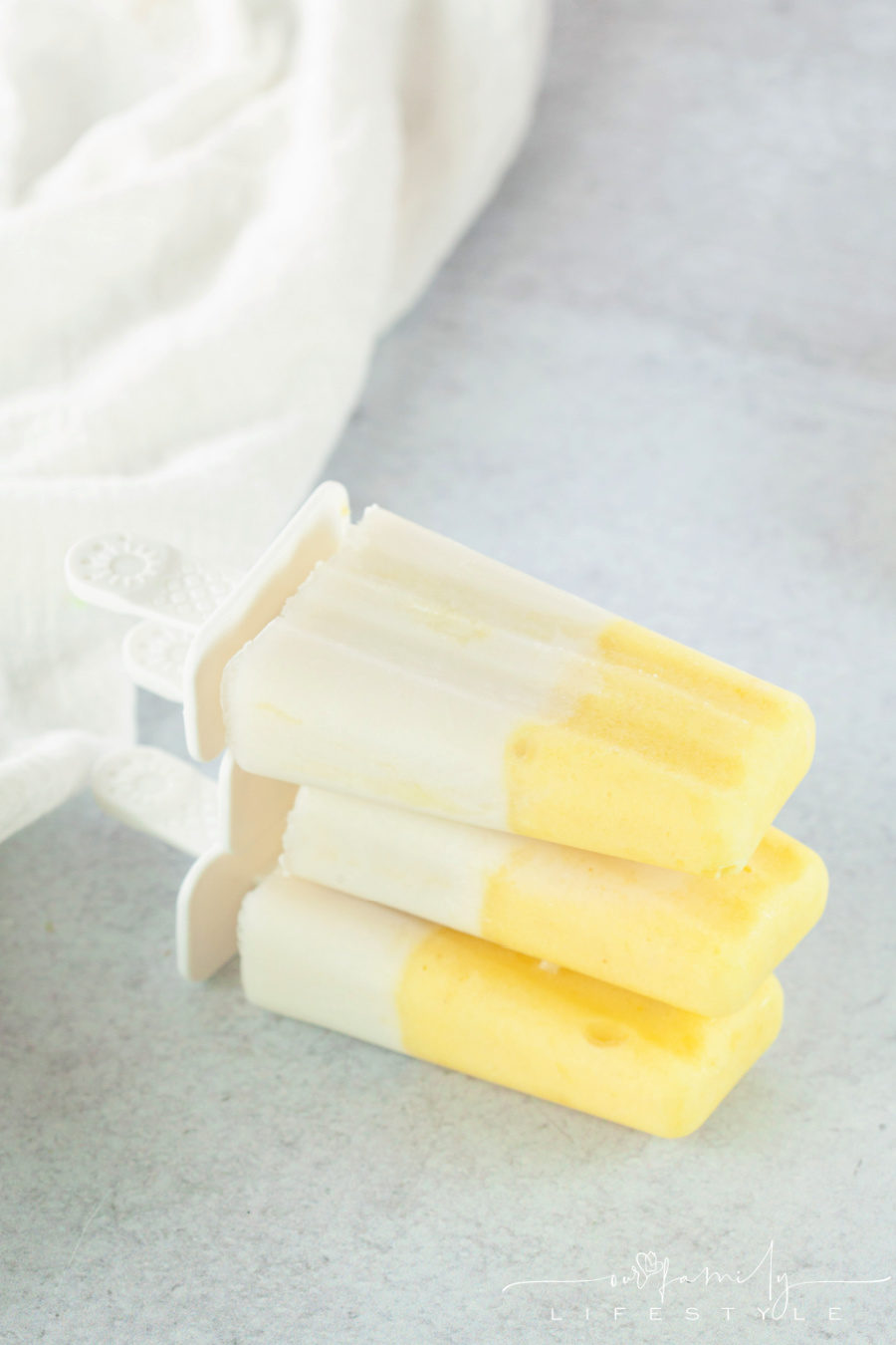 Pina Colada ice pops stacked