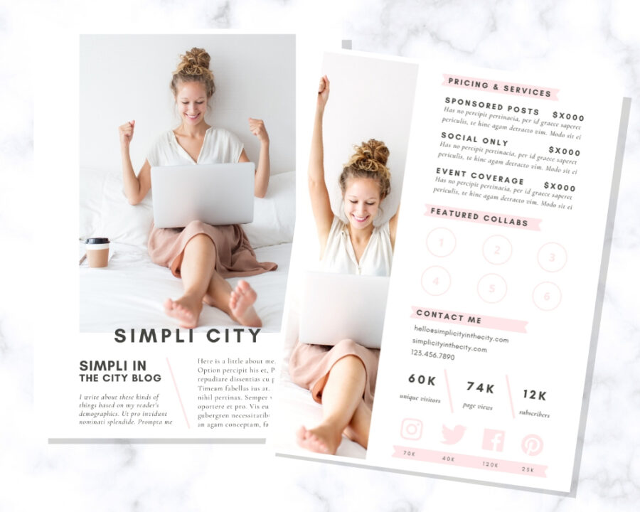 Simpli City Two Page Media Kit for Influencers