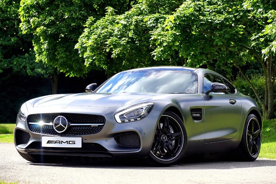 silver Mercedes AMG GT Coupe