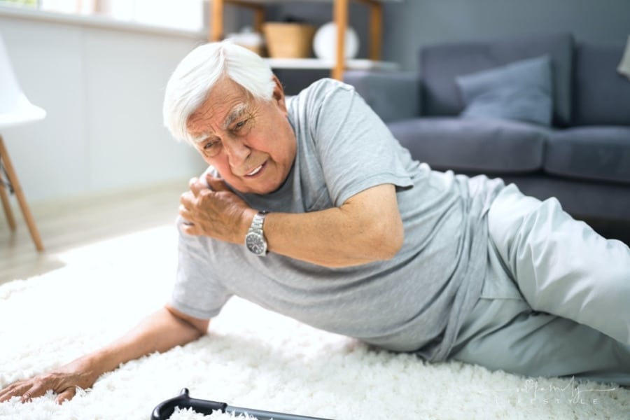 elderly man slip and fall in house