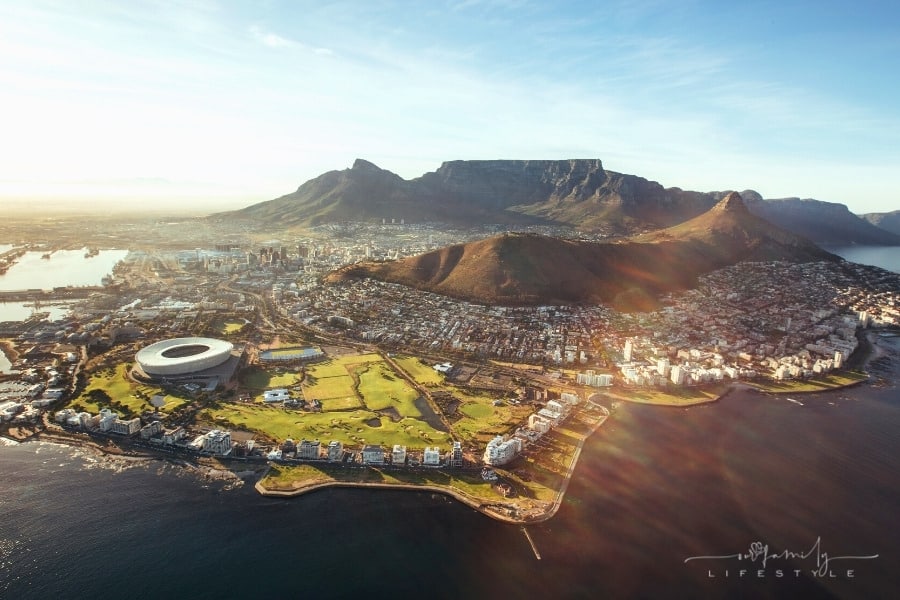 aerial view of Cape Town South Africa Table Mountain