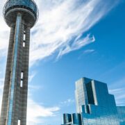 Reunion Tower in Dallas Texas skyline