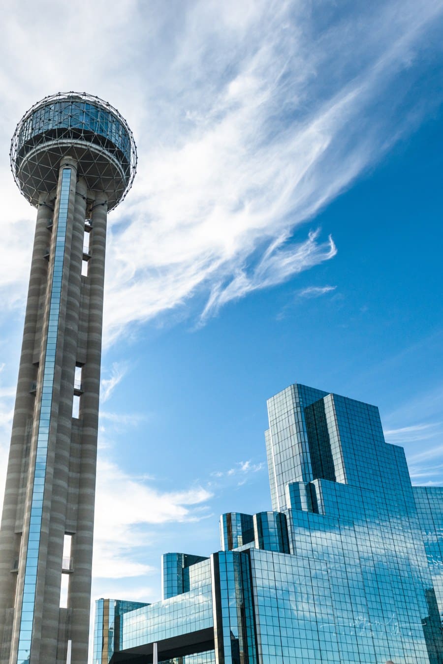 Reunion Tower in Dallas Texas skyline