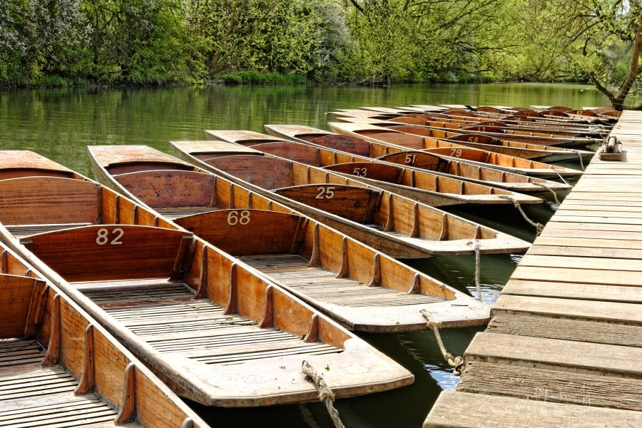 punts on River Cherwell in Oxford, England, UK