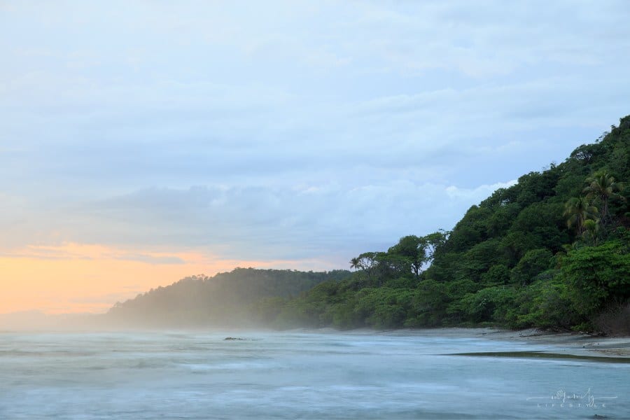tropical beach at sunrise in Santa Teresa, Costa Rica