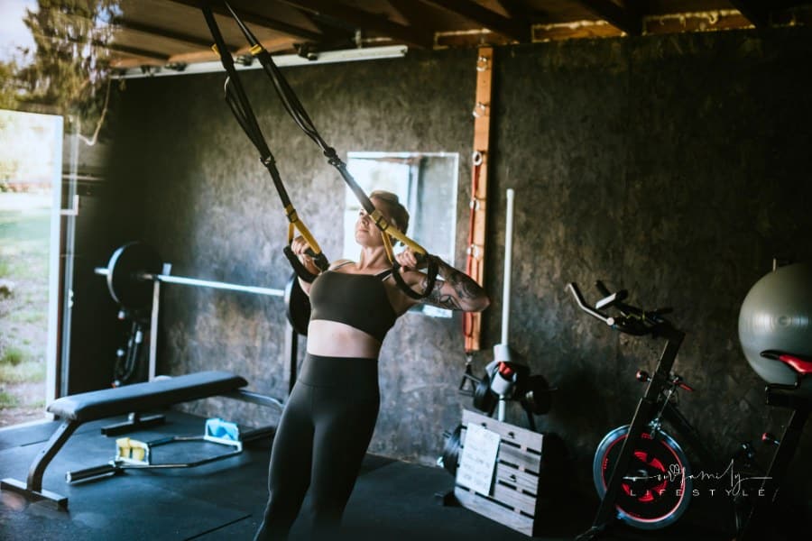 Home Workout With Suspension Training In Garage Gym