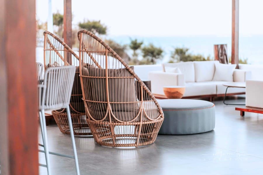 Wicker Furniture on Concrete Patio